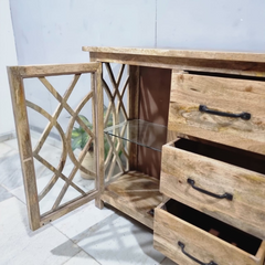 French Arch Style Mango Wood Glass Door Buffet Sideboard C40