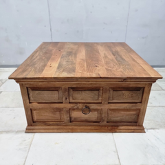 Indian Hand Carved Solid Wood Large 4 Drawer Storage Coffee Table C93