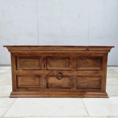 Indian Hand Carved Solid Wood Large 4 Drawer Storage Coffee Table C93