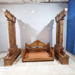 Maharaja Indian Traditional Hand Carved Solid Wood Swing 4