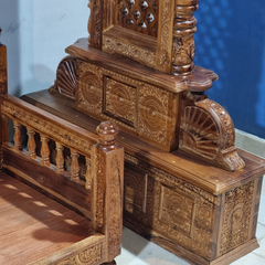 Maharaja Indian Traditional Hand Carved Solid Wood Swing 4