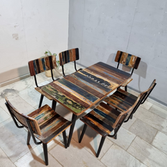 Aspen Scandi Reclaimed Wood Industrial 4 Seater Dining Set 20