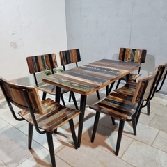 Aspen Scandi Reclaimed Wood Industrial 4 Seater Dining Set 20