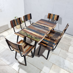 Aspen Scandi Reclaimed Wood Industrial 4 Seater Dining Set 20
