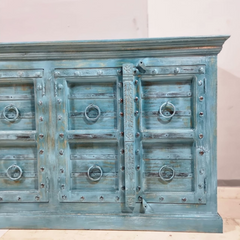 Vintage Old Door Hand Carved Solid Wood Buffet Sideboard C42