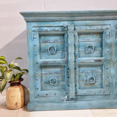 Vintage Old Door Hand Carved Solid Wood Buffet Sideboard C42