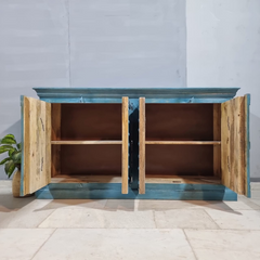 Vintage Old Door Hand Carved Solid Wood Buffet Sideboard C42