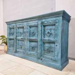 Vintage Old Door Hand Carved Solid Wood Buffet Sideboard C42