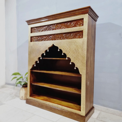 Mehrab Indian Carved Bookshelf Arch Window Solid Wood Bookshelf B46