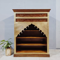 Mehrab Indian Carved Bookshelf Arch Window Solid Wood Bookshelf B46