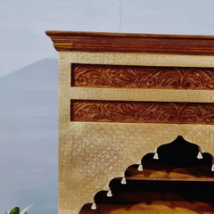 Mehrab Indian Carved Bookshelf Arch Window Solid Wood Bookshelf B46