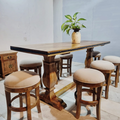 Hand Carved Solid Wood Twin Pedestal Base Dining Table 15