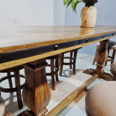 Hand Carved Solid Wood Twin Pedestal Base Dining Table 15