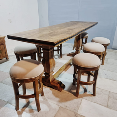 Hand Carved Solid Wood Twin Pedestal Base Dining Table 15