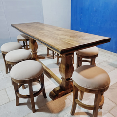 Hand Carved Solid Wood Twin Pedestal Base Dining Table 15