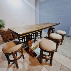 Hand Carved Solid Wood Twin Pedestal Base Dining Table 15