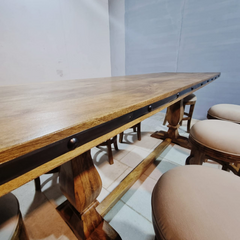 Hand Carved Solid Wood Twin Pedestal Base Dining Table 15