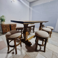 Hand Carved Solid Wood Twin Pedestal Base Dining Table 15