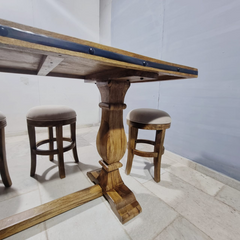 Hand Carved Solid Wood Twin Pedestal Base Dining Table 15