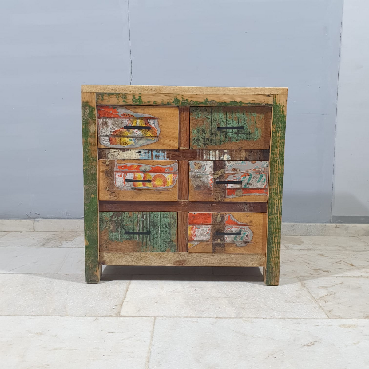 Nirvana Reclaimed Timber Dresser Dresser Chest of 6 Drawers Multi-Colour D55