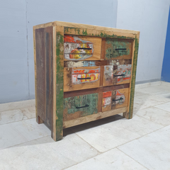 Nirvana Reclaimed Timber Dresser Dresser Chest of 6 Drawers Multi-Colour D55