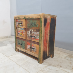 Nirvana Reclaimed Timber Dresser Dresser Chest of 6 Drawers Multi-Colour D55