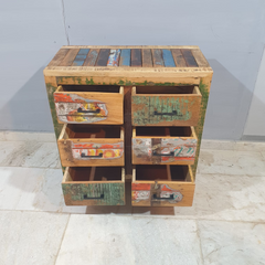 Nirvana Reclaimed Timber Dresser Dresser Chest of 6 Drawers Multi-Colour D55