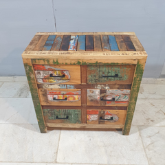 Nirvana Reclaimed Timber Dresser Dresser Chest of 6 Drawers Multi-Colour D55