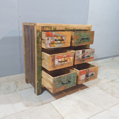 Nirvana Reclaimed Timber Dresser Dresser Chest of 6 Drawers Multi-Colour D55