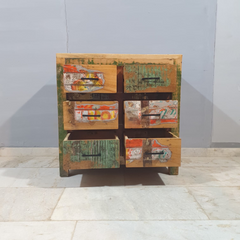 Nirvana Reclaimed Timber Dresser Dresser Chest of 6 Drawers Multi-Colour D55