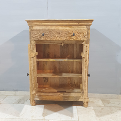 Indian Hand Carved Solid Wood Cabinet Natural D109