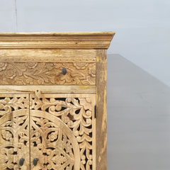 Indian Hand Carved Solid Wood Cabinet Natural D109