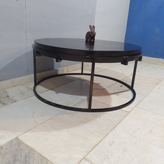 Kraft Bazaar Steel Frame and Wood Top Round Coffee Table C95