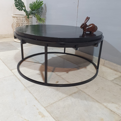 Kraft Bazaar Steel Frame and Wood Top Round Coffee Table C95