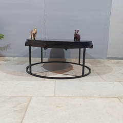 Kraft Bazaar Steel Frame and Wood Top Round Coffee Table C95
