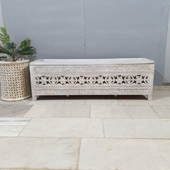 Hand Carved Solid Wood Blanket Box C27