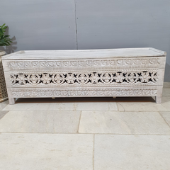 Hand Carved Solid Wood Blanket Box C27