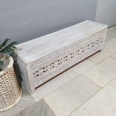 Hand Carved Solid Wood Blanket Box C27