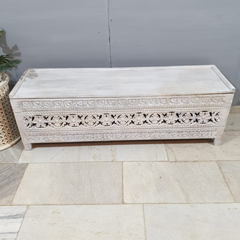 Hand Carved Solid Wood Blanket Box C27