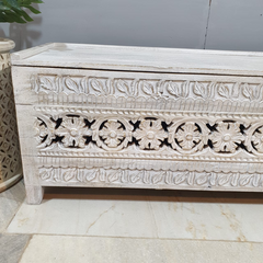 Hand Carved Solid Wood Blanket Box C27