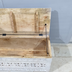 Hand Carved Solid Wood Blanket Box C27