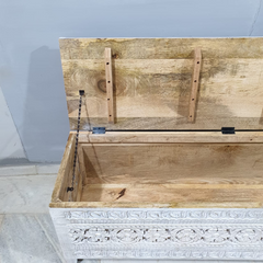 Hand Carved Solid Wood Blanket Box C27