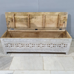 Hand Carved Solid Wood Blanket Box C27