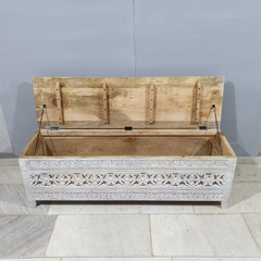 Hand Carved Solid Wood Blanket Box C27