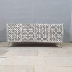 Bone Inlay Scandinavian Geometric Pattern Sideboard C49