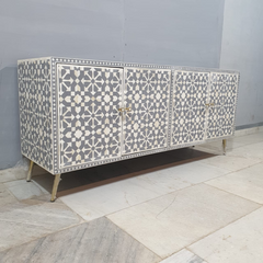 Bone Inlay Scandinavian Geometric Pattern Sideboard C49