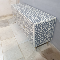 Bone Inlay Scandinavian Geometric Pattern Sideboard C49