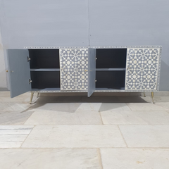 Bone Inlay Scandinavian Geometric Pattern Sideboard C49