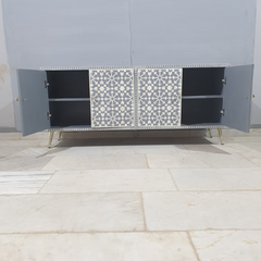 Bone Inlay Scandinavian Geometric Pattern Sideboard C49