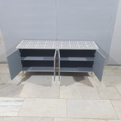 Bone Inlay Scandinavian Geometric Pattern Sideboard C49